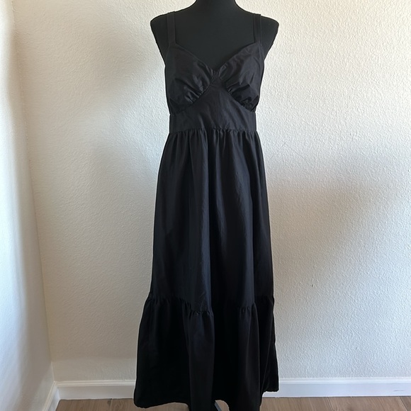 LOFT Black Open Back Maxi Dress Size 6 - Picture 5 of 12